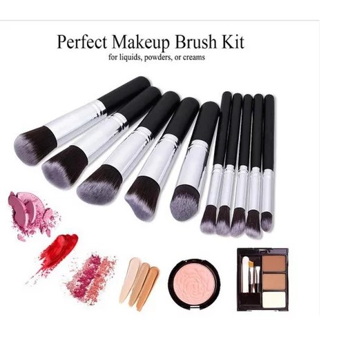 Set Kuas Make Up Kosmetik Wajah Mata 10 PCS Cosmetic MakeUp Brushes Kabuki Brush F008