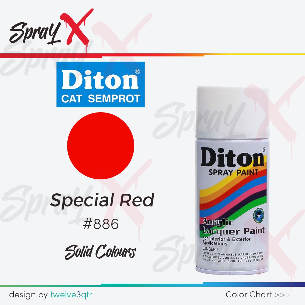 DITON SOLID SPECIAL RED 886 / MERAH CAS #886 300ML - SPRAY PAINT / PYLOX / PILOX