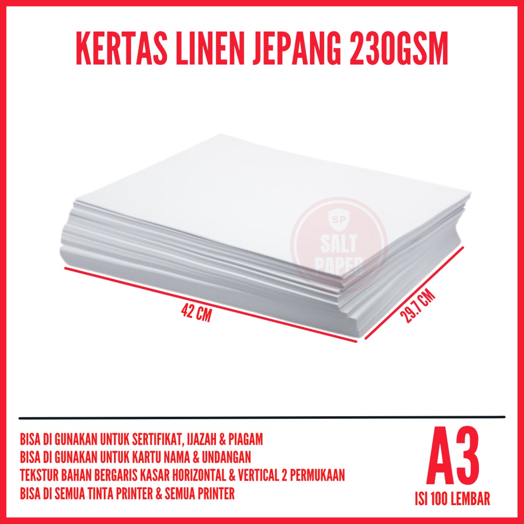 

Kertas Linen A3 230 gsm isi 100 lembar / Kertas Linen Jepang A3 / Kertas A3 Linen Jepang