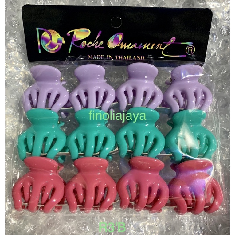 Jedai Jepit Rambut Roche Asli! 3 - 3,5CM Thailand Asli! Isi 12Pcs Cakar 3 Dan Cakar 5 Tebal Dan kuat