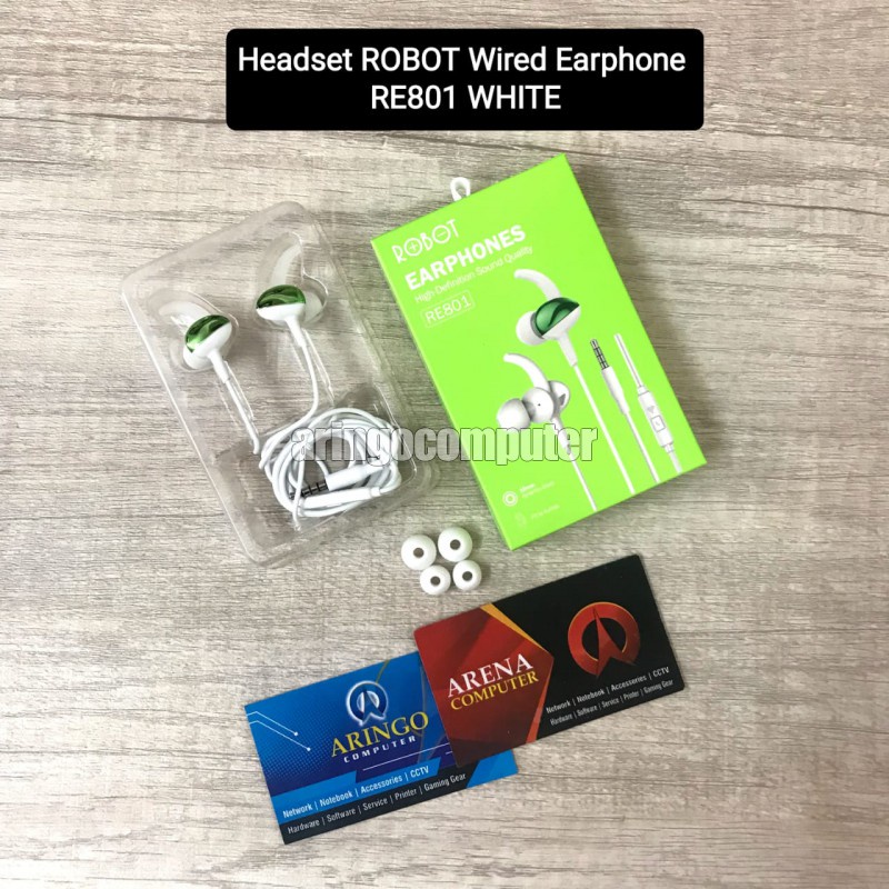 Headset ROBOT Wired Earphone RE801 WHITE