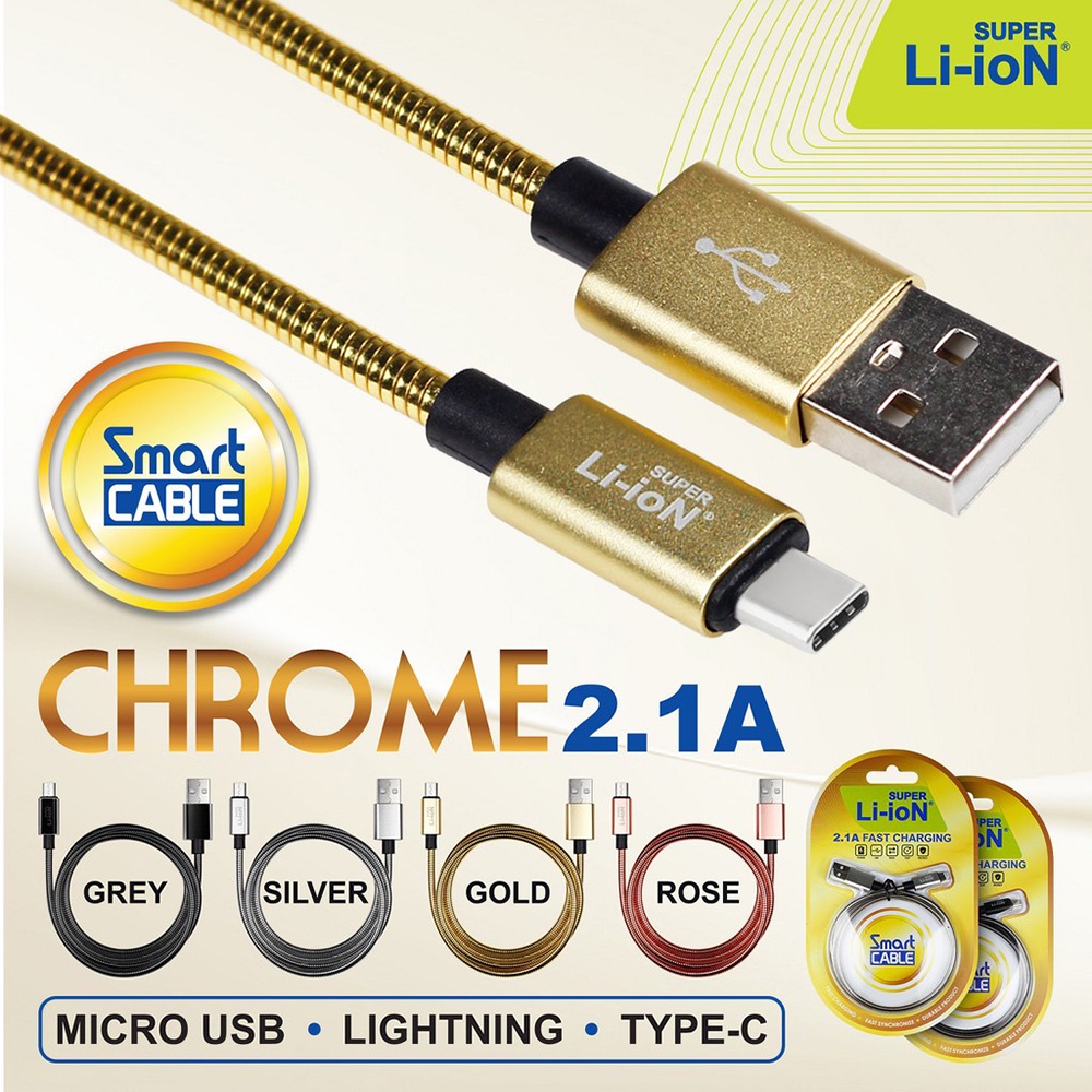 KABEL CHARGER TYPE C KABEL DATA TYPE C KABEL LI-ION CHROME TYPE C KABEL DATA FAST CHARGING