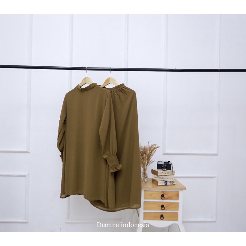 SERRA SET (OLIVE)/ONE SET ROK/ONE SET BAJU/SETELAH ROK/BUSANA MUSLIM/GAMIS CERUTY