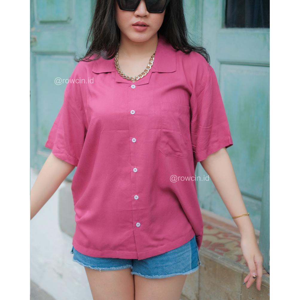 KEMEJA HAWAI POLOS UNISEX KATUN RAYON KEMEJA LENGAN PENDEK