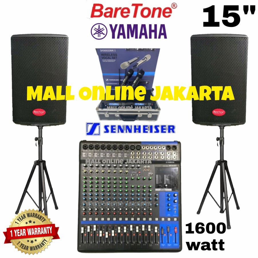 Paket Speaker Aktif Baretone 15 Inch Max15H 1600 watt 16 channel