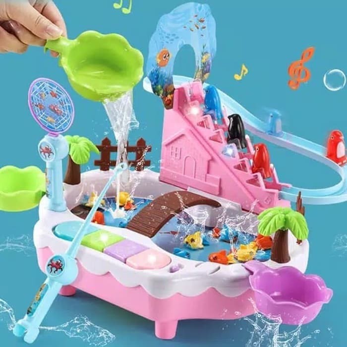 MAINAN PANCING ELEKTRIK IKAN DAN TANGGA PINGUIN FISHING GAME