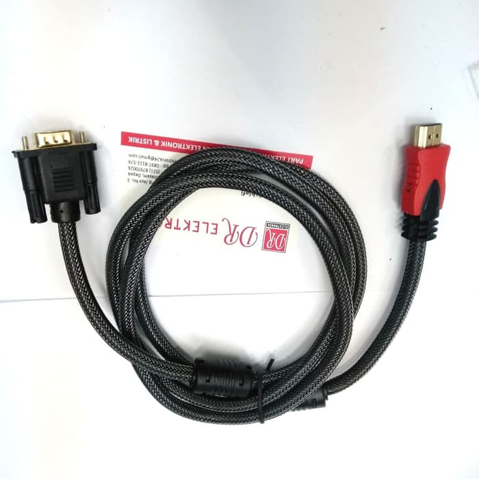 Kabel HDMI 3m serat jaring ke to VGA 3 meter 3meter 1080p v1.4 HQ