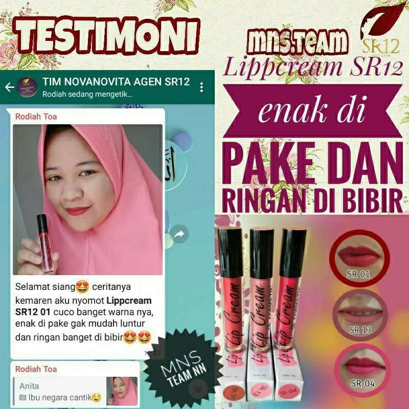 LIP CREAM 01 RED / LIPCREAM SR12 BPOM / BEBAS PARABEN MOIST LEMBUT DAN NYAMAN DI BIBIR