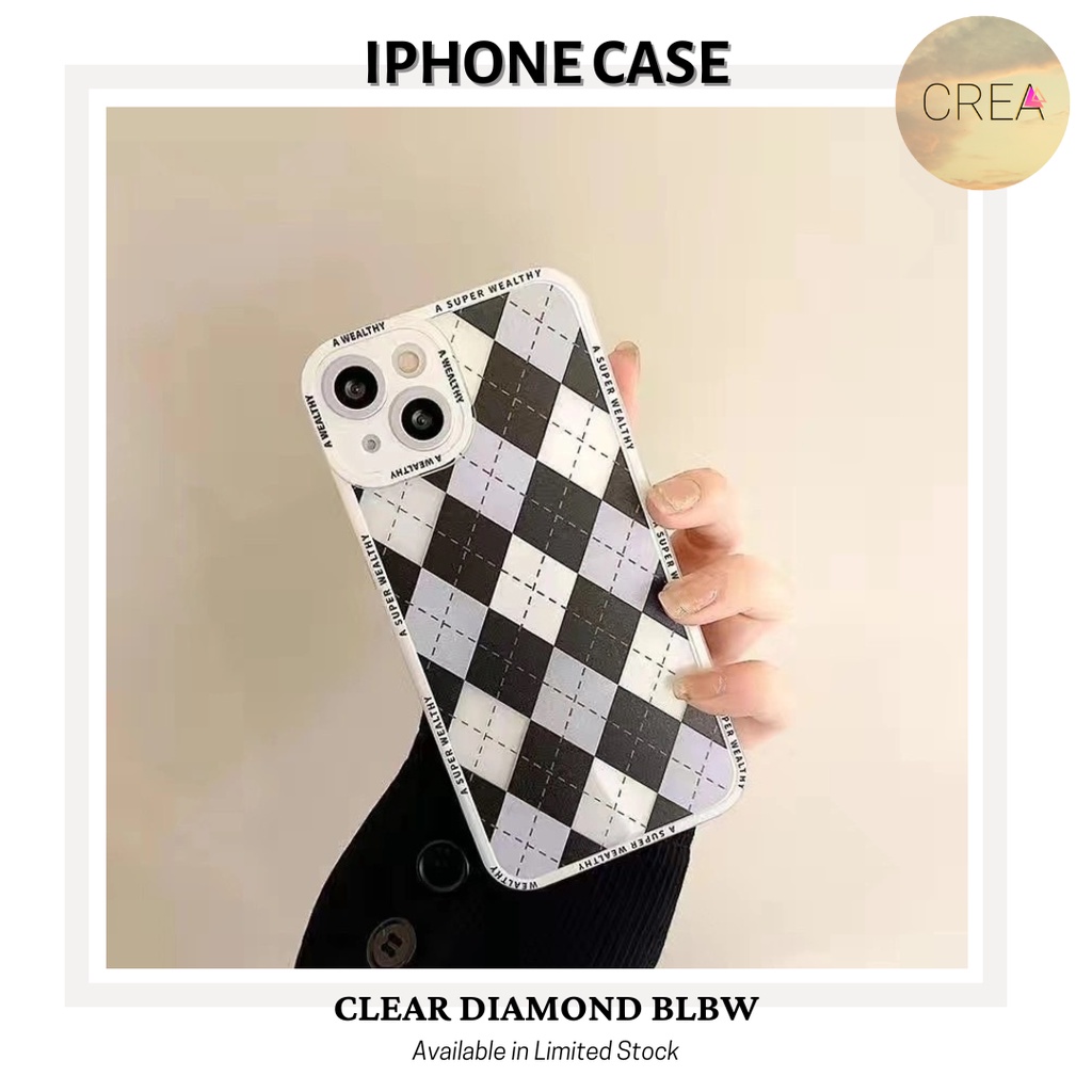 Casing iPhone / iPhone Case / Soft Case - Diamond Biru Hitam Putih Iphone 12 / 12 Pro / 12 Pro Max /