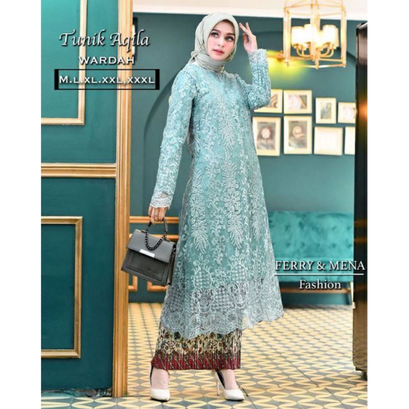 DJ46FN Tulle Jumbo - Kebaya Tulle Bigsize - Kebaya Tunik Tulle Mutiara - Kebaya modern