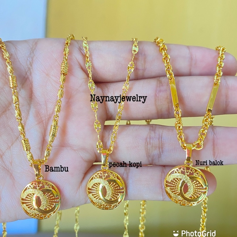 Kalung koin warna mirip emas 24k / kalung lapis emas