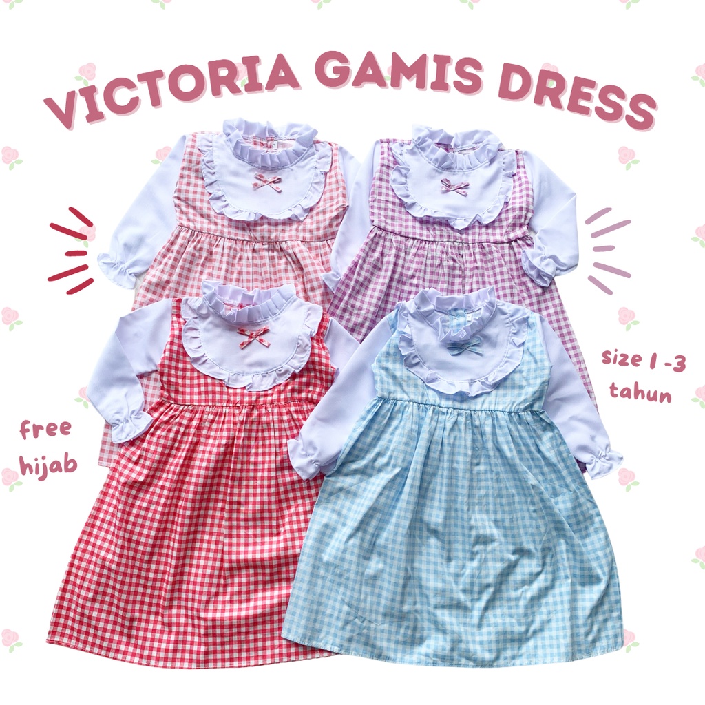 dress muslim gamis balita bayi hijab beatrice perempuan 0-12 bulan VICTORIA gamis dress motif kotak katun 1 2 3 4 tahun dress ruffle anak balita