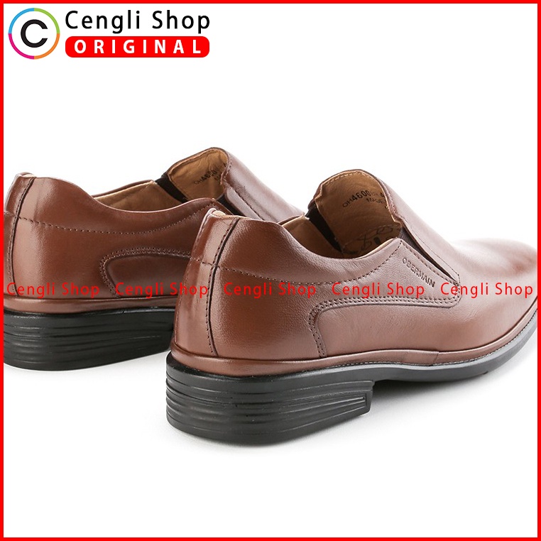 SEPATU OBERMAIN PRIA ORIGINAL PANTOFEL FORMAL KULIT ASLI COKLAT OM02