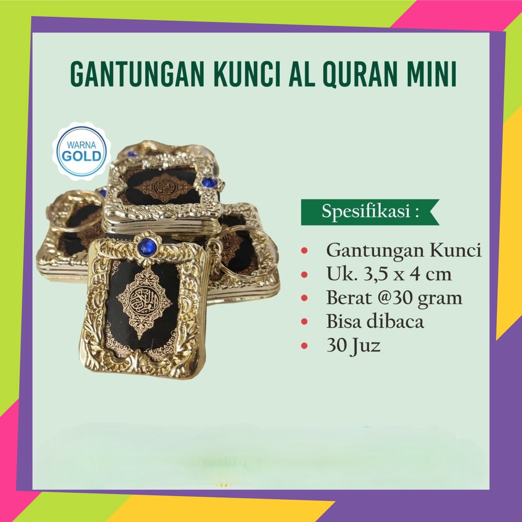1315D1 [Grosir] @12pcs gantungan kunci bentuk AL-QURAN ukuran mini
