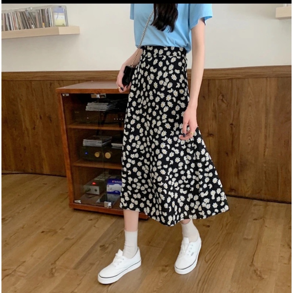 Flower skirt  / rok midi kekinian