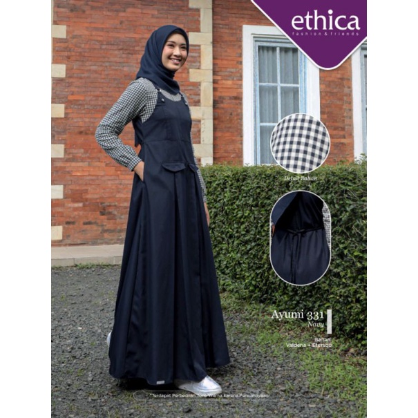 [COD] PROMO Gamis Ethica Ayumi 331 || Cuci Gudang ORI || Ayumi 331 Navy , Black