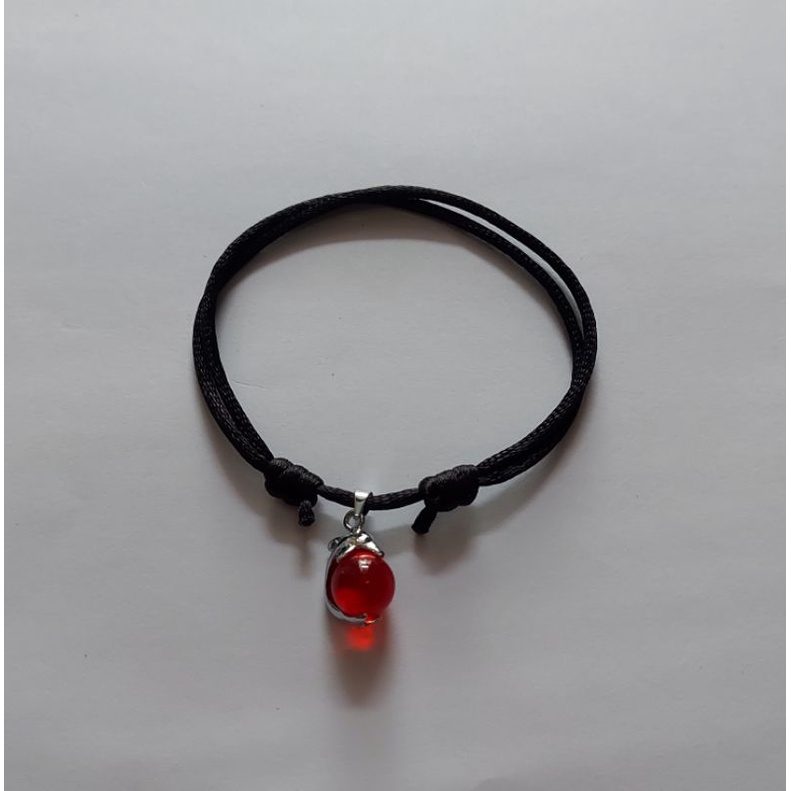 Gelang Tali premium polos Anti air Bandul permata merah