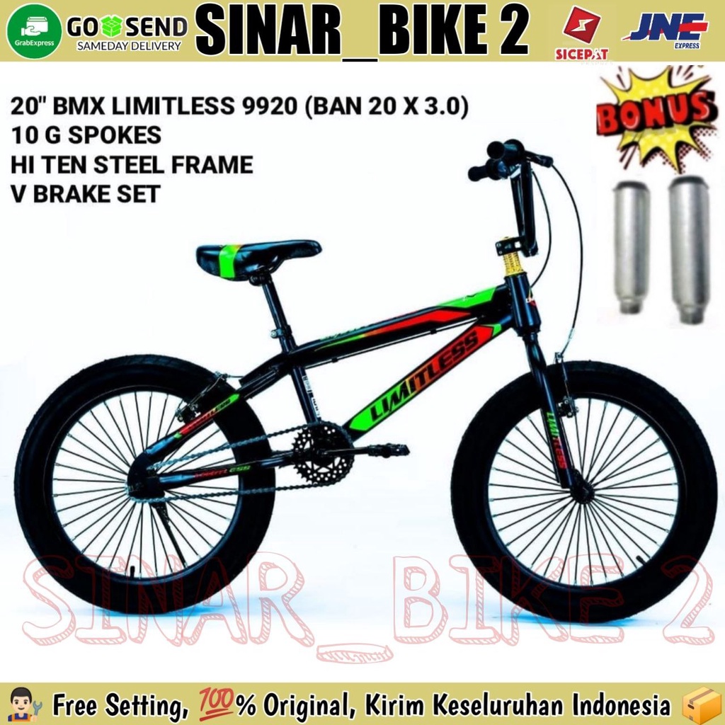 Sepeda Anak Laki 20 Inch BMX LIMITLESS 9920 Ban Jumbo Bonus Jalu