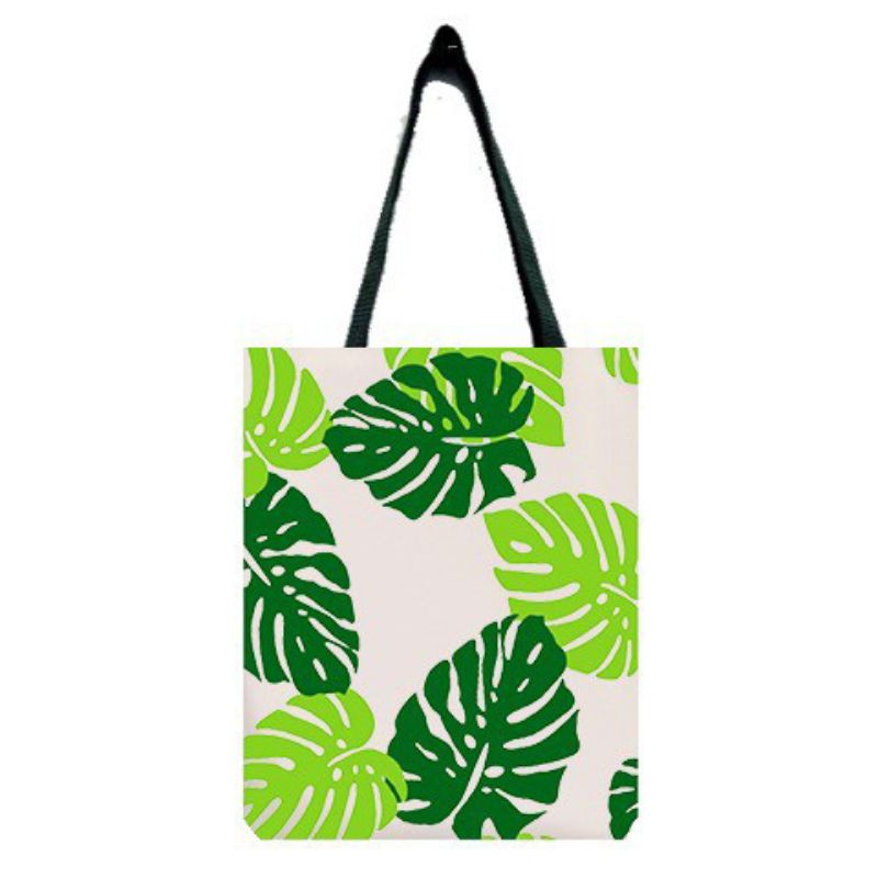 Totebag Pakai Resleting Daun Abstrak Tas Kuliah