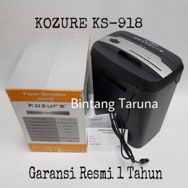 Paper Shredder Kozure KS-918 Mesin Penghancur Kertas Kozure KS918