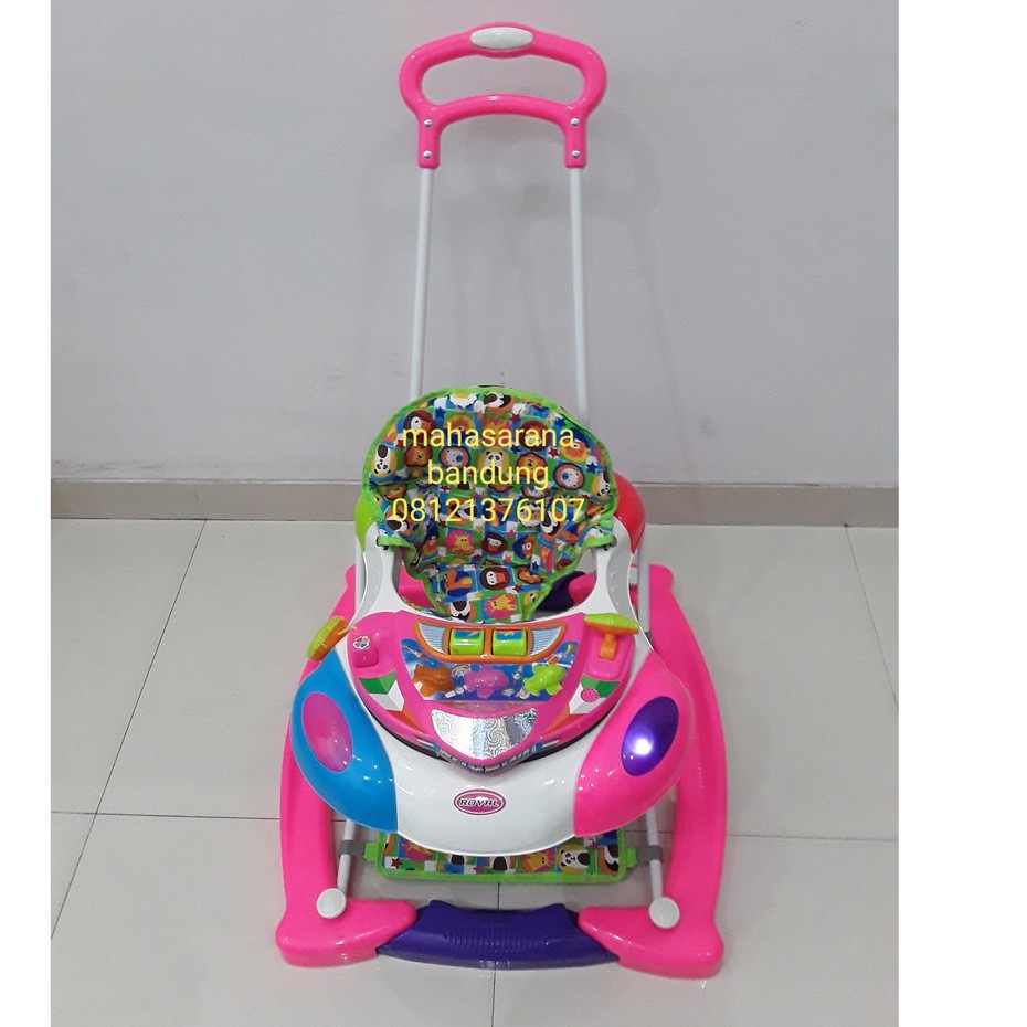 Baby Walker Royal RY8383 Aeroplane 2 in One Baby Walker n Rocker Mainan Bisa Dilepas Pink