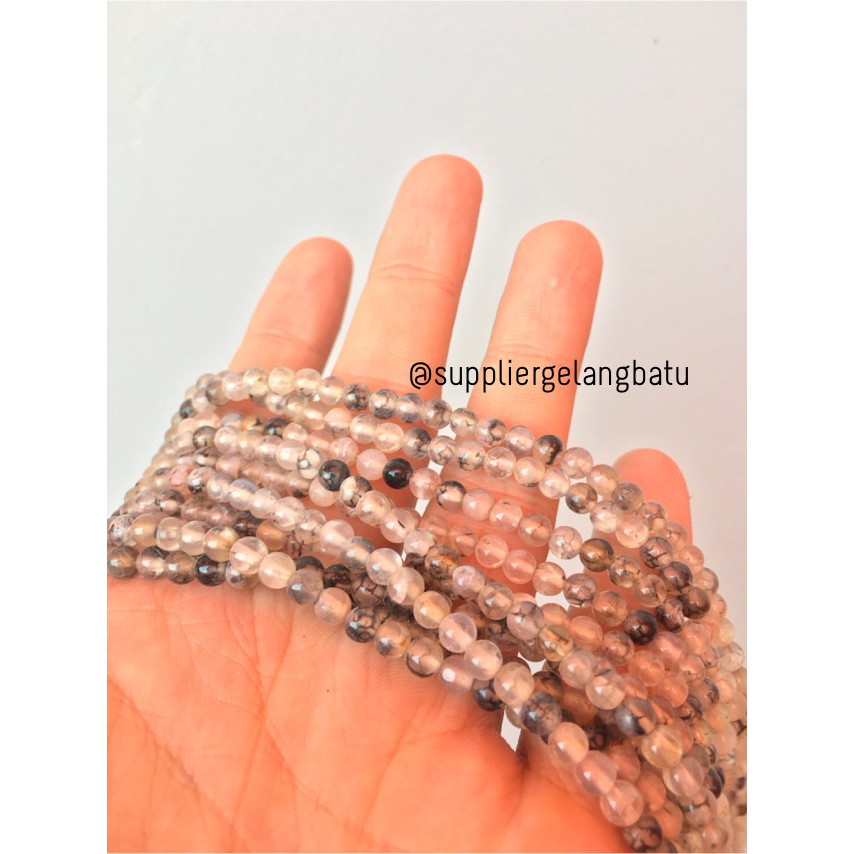 bahan kalung gelang rhodolite dalmantion akik 6mm corak RARE koleksi aksesoris craft fashion grosir