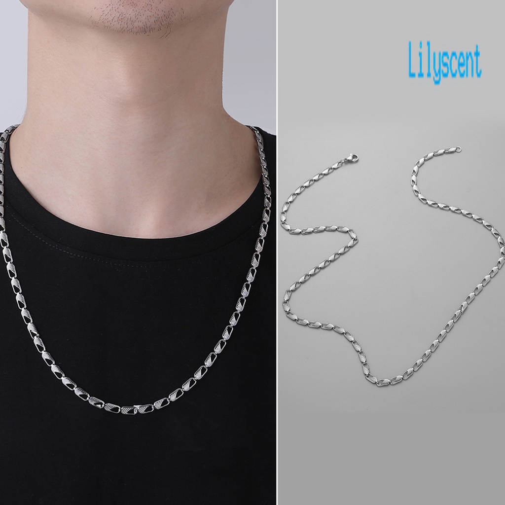 Kalung Rantai Model Klip Lobster Hollow Out Warna Solid Gaya Hip Hop Untuk Pria