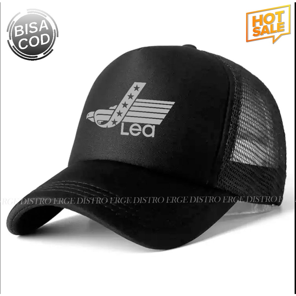 COD Topi distro LEA Logo Silver Premium Quality Pria Wanita  - Topi Trucker Jaring Good Quality