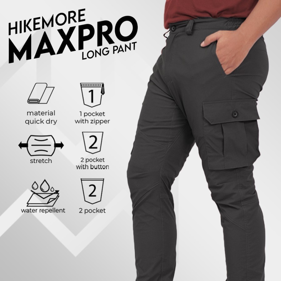 Hikemore Maxpro Celana Panjang Cargo Outdoor Quickdry Dry Fit Stretch Original LIVE