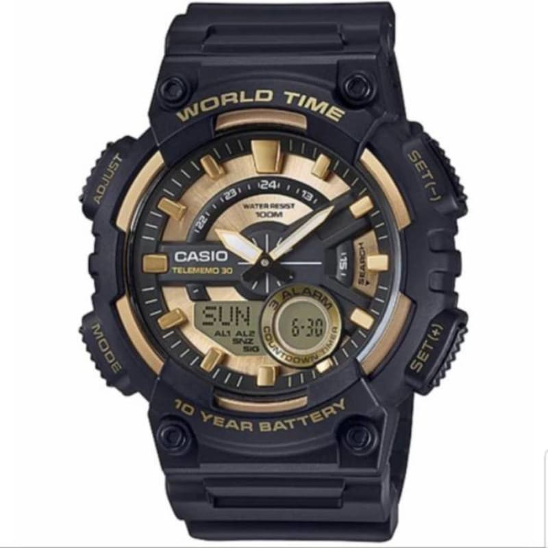 Casio original AEQ110W/AEQ110W-1A3VDF hitam rose gold jam tangan pria dual time