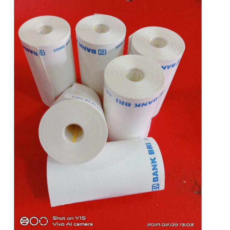 

Grosir Puas KERTAS KASIR THERMAL ROLL LOGO BANK BRI UKURAN 58/57X30MM