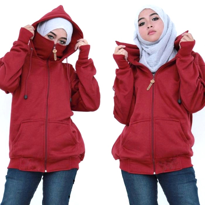 Jaket Ninja Polos dengan Zipper Full Resleting Pria Wanita Premium Dilengkapi Fingger Ditangan