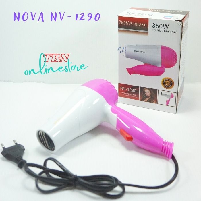 Alat Pengering Rambut Mini Lipat Nova NV 1290 350Watt Murah Hairdryer / hair dryer / hairdrayer / hairdayer Perawatan Rambut