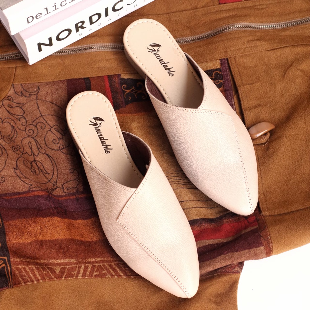 MONO Sepatu Flat Wanita Sepatu Slip On Wanita FlatShoes Slop Kulit Asli Sepatu Kerja Cewe Kekinian Sendal kokop wanita original