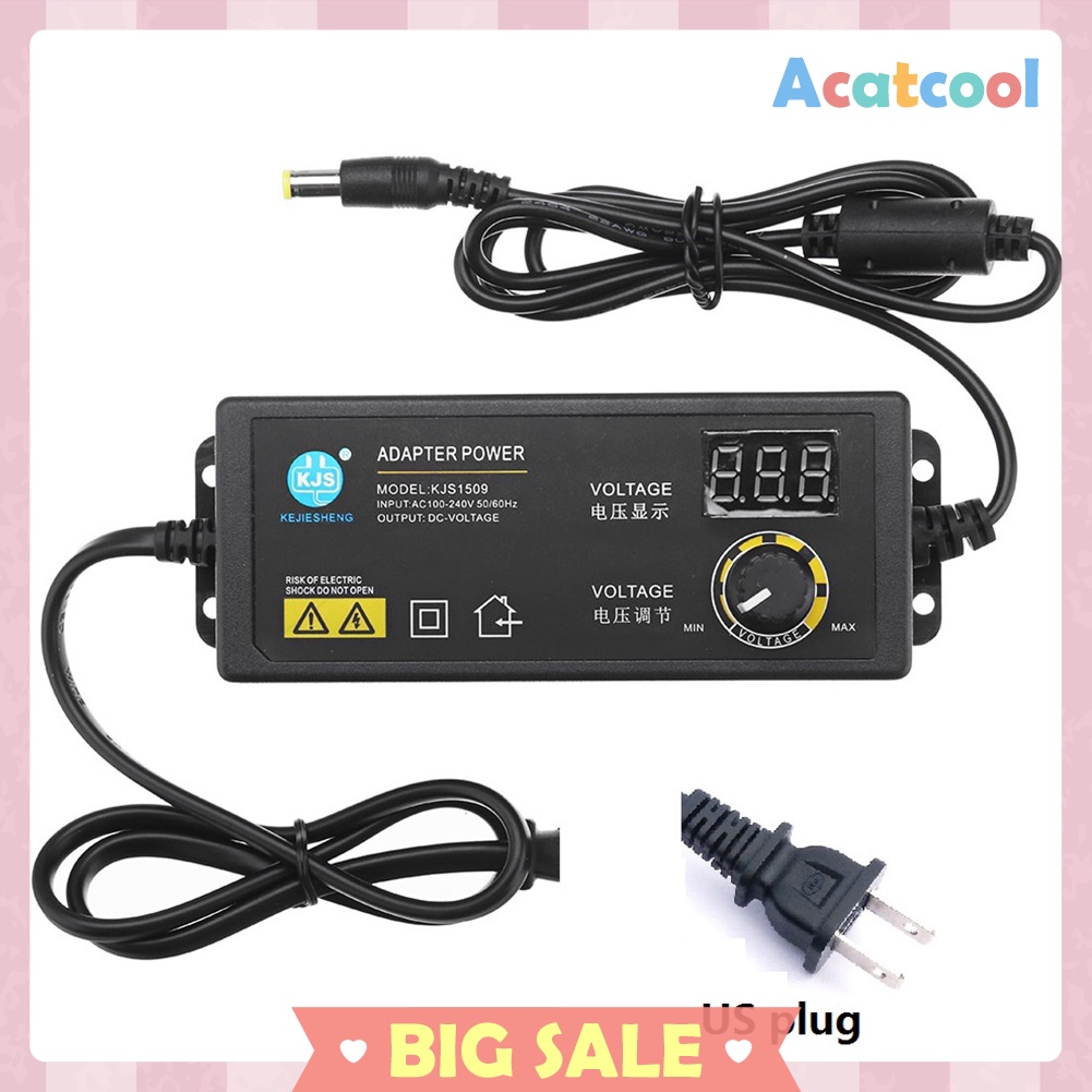 3-36V 60W Power Adapter Adjustable Voltage with Display Screen US Plug
