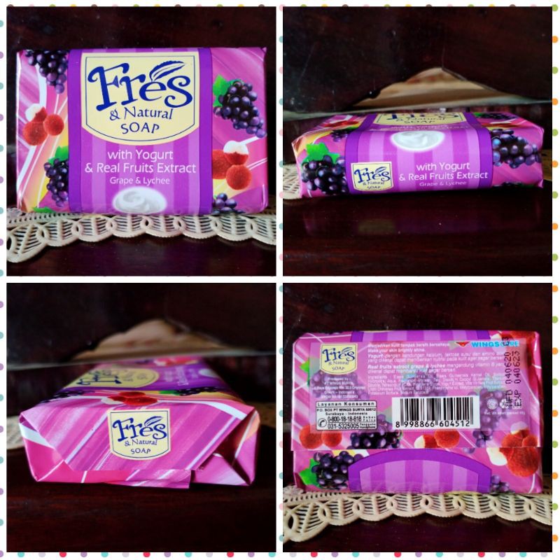 Fres Natural Soap With Yoqurt Real Fruits Extract Grape Lychee