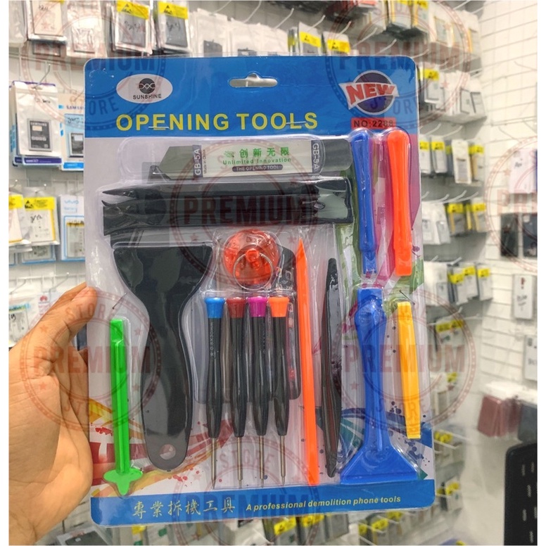 Obeng Set Plus Alat Pembuka Casing -lcd - baterai Semua Merek Handphone Opening Tools 2288 - Obeng Hp satu sett