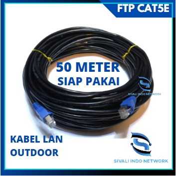 50 METER  KABEL LAN FTP CAT5E OUTDOOR BLACK [crimping rj45 besi+plugbooth]