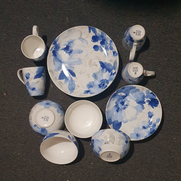 SET PERALATAN MAKAN SANGO FLOWER DINNER SET MANGKUK PIRING KERAMIK