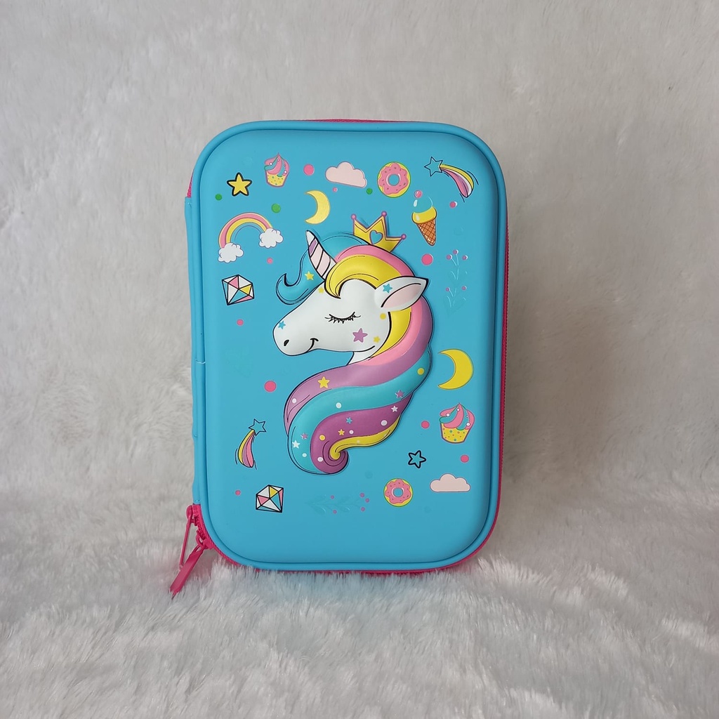 Kotak Pensil Tempat Pensil Unicorn Mermaid 3D TIMBUL 6D hardtop unicorn timbul kado ultah anak perempuan keren