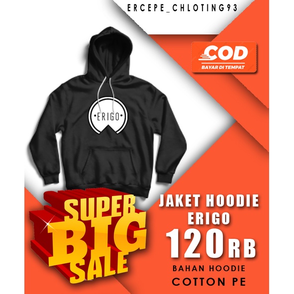 Jaket Hoodie Sweater Erigo Pria Terbaru Distro Kain Katun PE