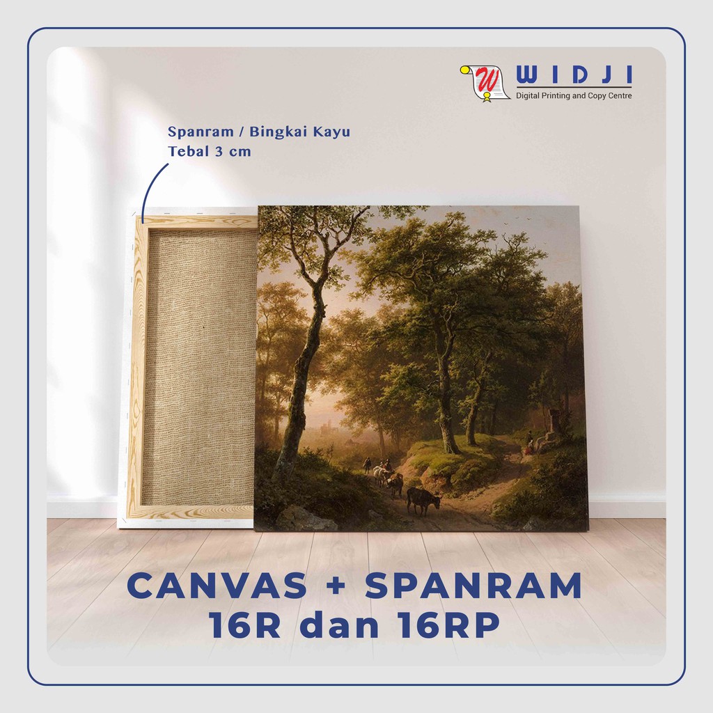 Paket 16R/16RP Spanram + Canvas Print / Cetak Foto / Poster Ukuran 16R (40X50 cm) / 16RP (40X60 cm)
