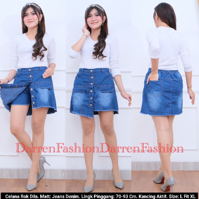 Rok Celana Pendek Jeans Denim Dila Rokcel