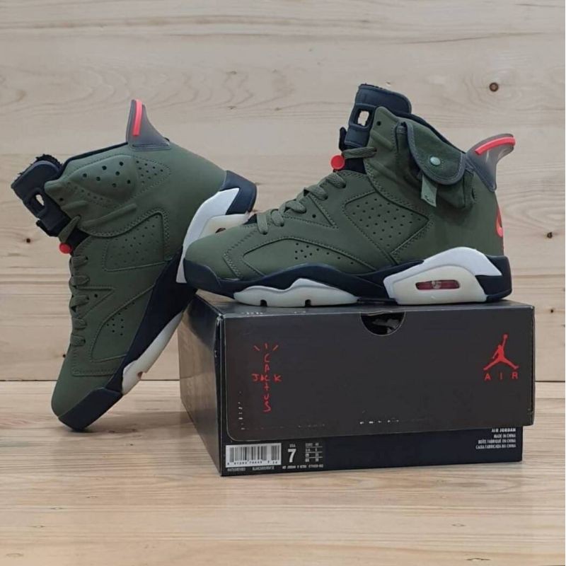 Sepatu Aj 6 Travis Scoot Medium Olive