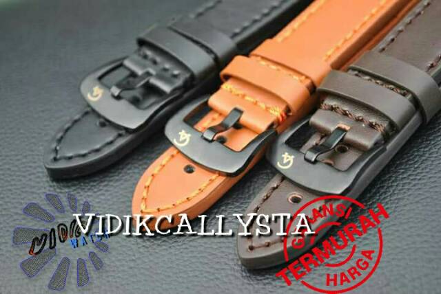 LEATHER STRAP AC 22 24 MM TALI KULIT KALEP JAM ALEXANDRE CHRISTIE COKLAT TUA HITAM