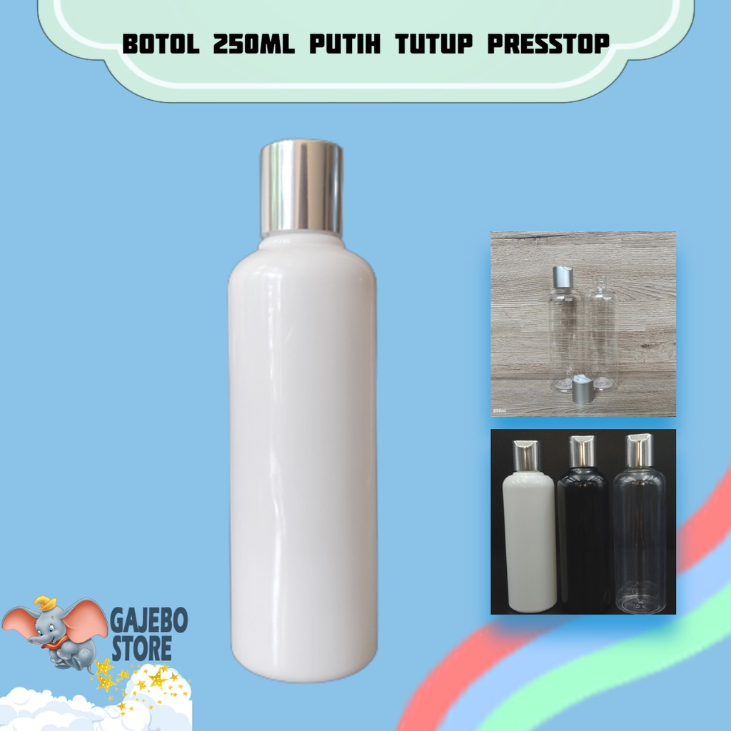 GAJEBO - BOTOL PLASTIK 250ML PRESSTOP SILVER / BOTOL 250 ML / BOTOL ISI ULANG [HARGA GROSIR]