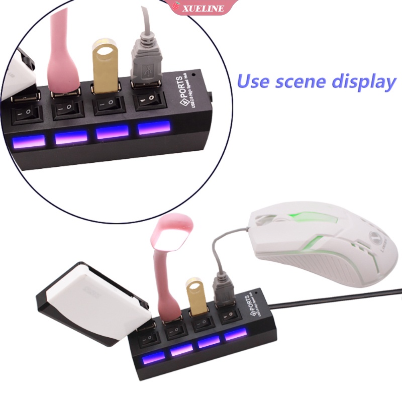 Hub Splitter 4 / 7 Port USB 2.0 High Speed Dengan Saklar ON / OFF + Lampu Indikator LED Untuk Desktop / Laptop