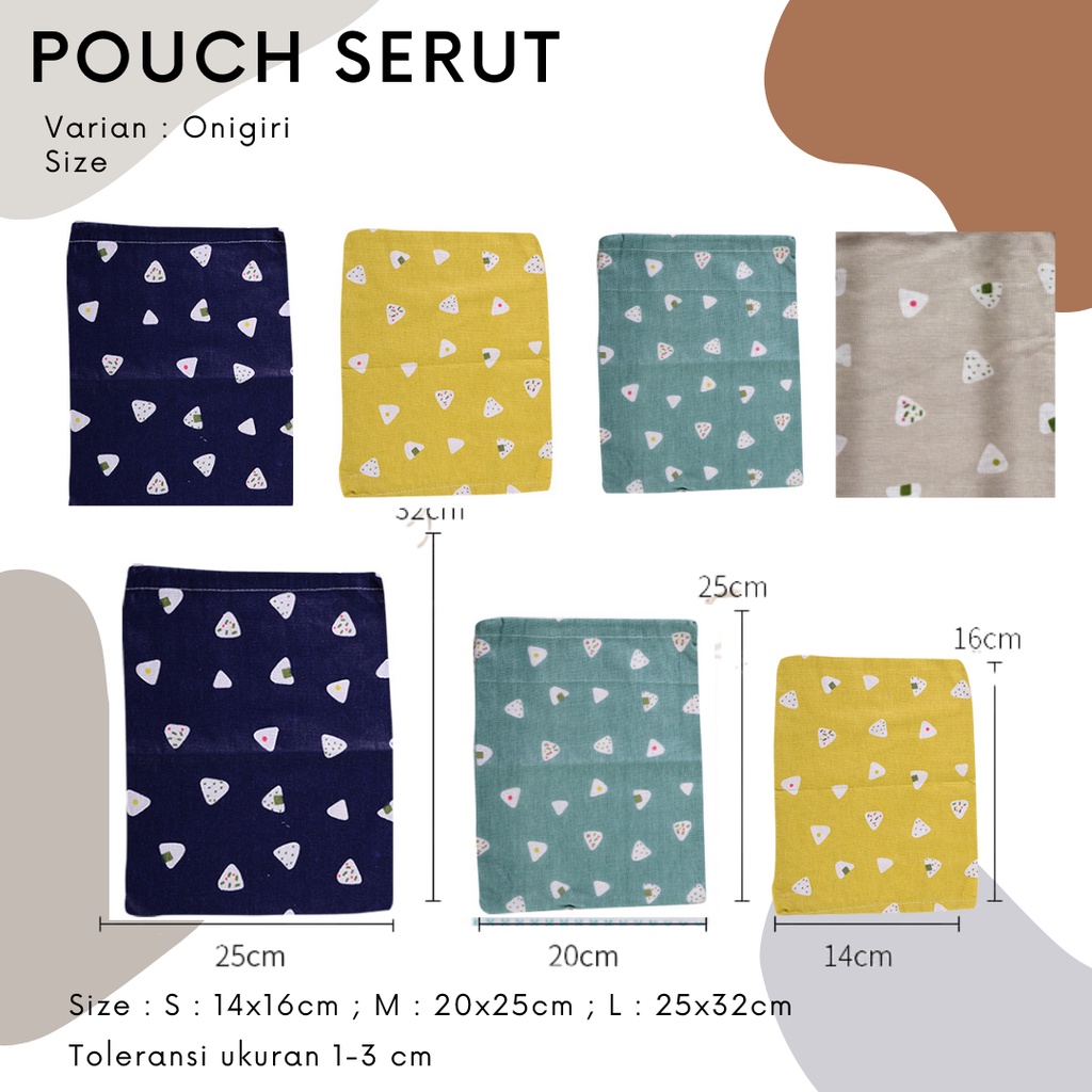 Pouch Serut Motif Onigiri / Serbaguna / Souvenir / Eco Friendly / Hampers