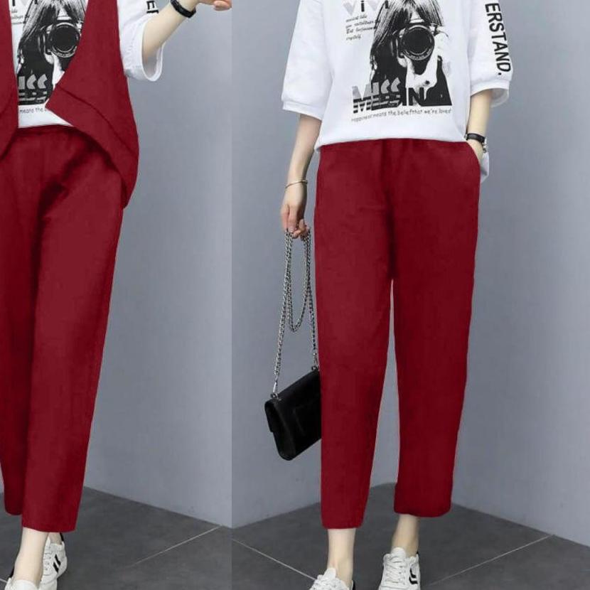 ♚ TGO - Setelan Zorawu 3in1 Untuk Remaja/Dewasa Set Cardi Blus 3/4 Celana Casual ☈