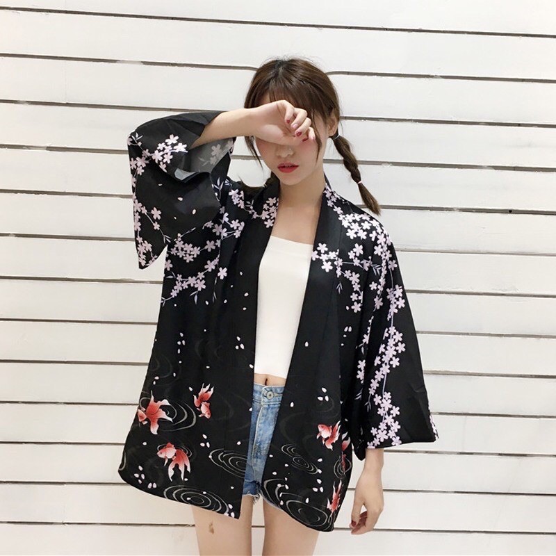 RE01 CARDINGAN KIMONO IMPORT WANITA ASIA KOREA JEPANG HAORI YUTAKA SAKURA ORIGINAL